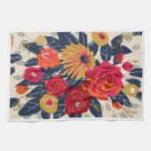 Stijlmarine van 60 jaar met rode en roze bloemen t theedoek (Horizontaal)