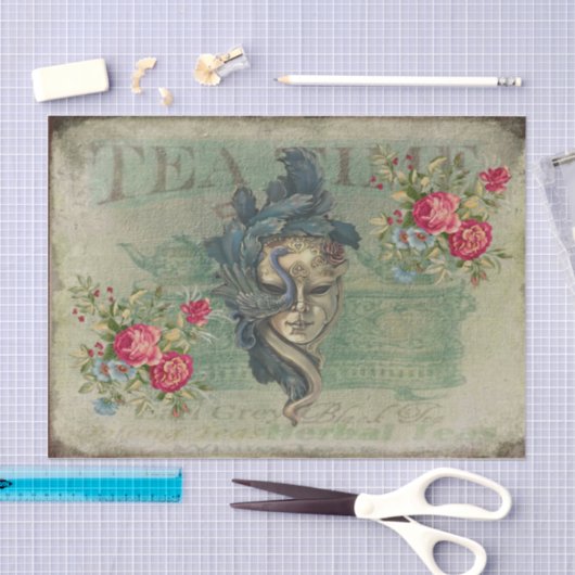  stijlmasker, bloemen, tijd thee tissuepapier (Craft)