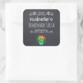  stijlpagina met cactus in Sombrero Vierkante Sticker (Tas)