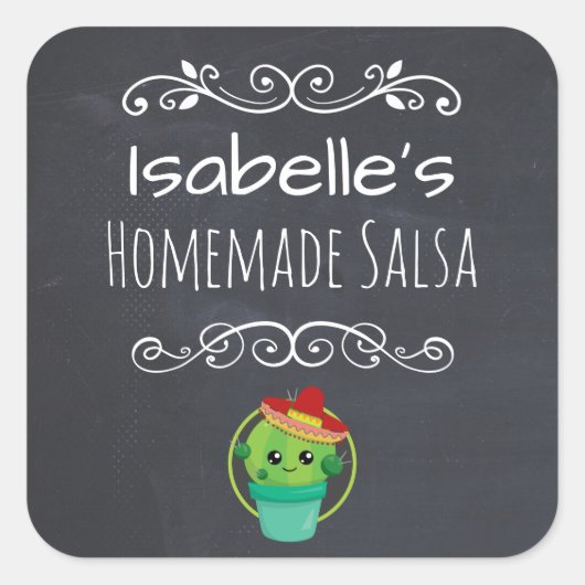  stijlpagina met cactus in Sombrero Vierkante Sticker (Voorkant)