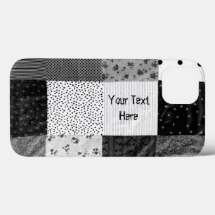 stijlpatchwork ontwerp zwart wit iPhone 13 hoesje