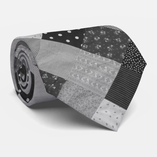  stijlpatchwork zwart-wit stropdas (Opgerold)