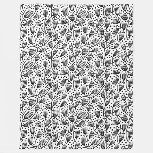 Stijlpatroon van de barstdoek - Zwart op wit Fleece Deken (Voorkant)