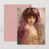  stijlportret van mooie Florale vrouw Briefkaart (Voorkant / Achterkant)