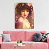  stijlportret van mooie Florale vrouw Canvas Afdruk (Insitu (Woonkamer))