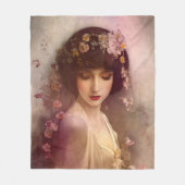  stijlportret van mooie Florale vrouw Fleece Deken (Voorkant)