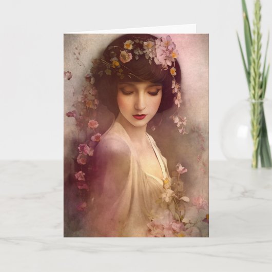 stijlportret van mooie Florale vrouw Kaart (Voorkant)