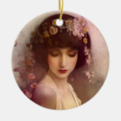 stijlportret van mooie Florale vrouw Keramisch Ornament (Voorkant)