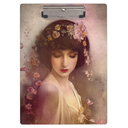 stijlportret van mooie Florale vrouw Klembord (Voorkant)