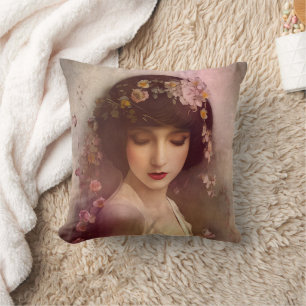  stijlportret van mooie Florale vrouw Kussen