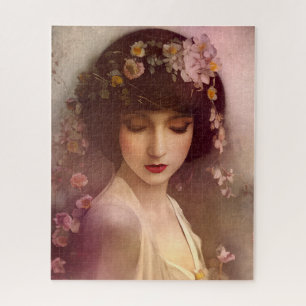 stijlportret van mooie Florale vrouw Legpuzzel