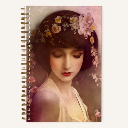  stijlportret van mooie Florale vrouw Notitieboek (Voorkant)