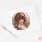  stijlportret van mooie Florale vrouw Ronde Sticker (Envelop)