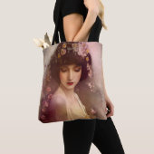  stijlportret van mooie Florale vrouw Tote Bag (Dichtbij)