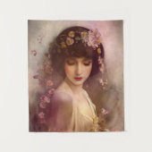  stijlportret van mooie Florale vrouw Wandkleed (Voorkant)