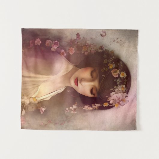  stijlportret van mooie Florale vrouw Wandkleed (Voorkant (horizontaal))