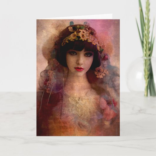  stijlportret van mooie vrouw in roze kaart (Voorkant)