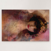  stijlportret van mooie vrouw in roze legpuzzel (Horizontaal)