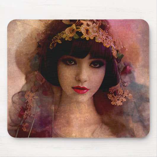  stijlportret van mooie vrouw in roze muismat (Voorkant)