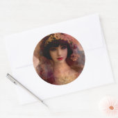  stijlportret van mooie vrouw in roze ronde sticker (Envelop)