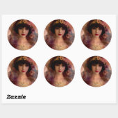  stijlportret van mooie vrouw in roze ronde sticker (Vel)