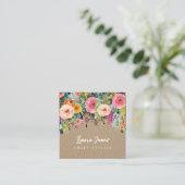 Stijlprofiel van het gekleurde Floral Kraft Square Afsprakenkaartje (Staand voorkant)