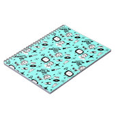 Stijlretro van zwarte, witte en Blauwgroen vezels Notitieboek (Linkerzijde)