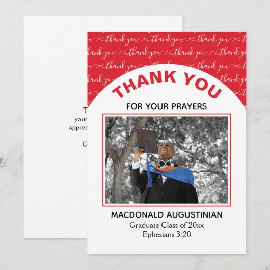 Stijlrode Afstuderen foto Hartelijk dank Bedankkaart (Voorkant / Achterkant)