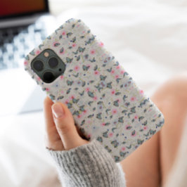 Stijlroze bloem Blauwe vlinder Elegant patroon iPhone 13 Pro Hoesje