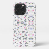 Stijlroze bloem Blauwe vlinder Elegant patroon iPhone Hoesje (Achterkant)