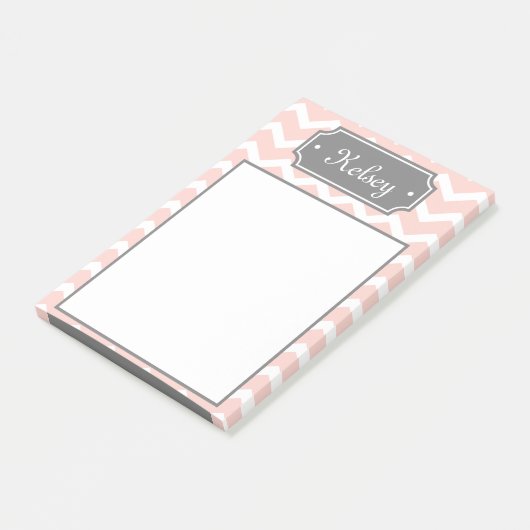 Stijlroze Chevron Gray Naam Post-it® Notes (Schuin)