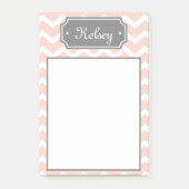Stijlroze Chevron Gray Naam Post-it® Notes (Voorkant)