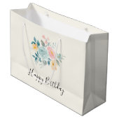 Stijlroze en blauwe ventilator Bouquet Birthday Groot Cadeauzakje (Voorkant Gekanteld)