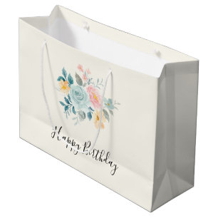 Stijlroze en blauwe ventilator Bouquet Birthday Groot Cadeauzakje