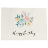 Stijlroze en blauwe ventilator Bouquet Birthday Groot Cadeauzakje (Achterkant)