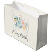 Stijlroze en blauwe ventilator Bouquet Birthday Groot Cadeauzakje (Achterkant Gekanteld)