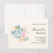 Stijlroze en blauwe ventilator Bouquet Birthday In Briefkaart (Voorkant / Achterkant)