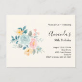 Stijlroze en blauwe ventilator Bouquet Birthday In Briefkaart (Voorkant)