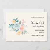 Stijlroze en blauwe ventilator Bouquet - Birthday Kaart (Voorkant)