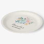 Stijlroze en blauwe ventilator Bouquet Birthday Papieren Bordje (Gekanteld)