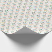 Stijlroze en blauwe ventilator Bouquet Cadeaupapier (Hoek)