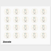 Stijlroze en blauwe ventilator Bouquet Candle Biz Ronde Sticker (Vel)