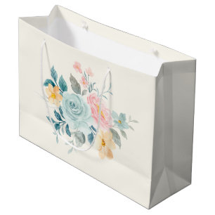 Stijlroze en blauwe ventilator Bouquet Groot Cadeauzakje