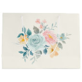 Stijlroze en blauwe ventilator Bouquet Groot Cadeauzakje (Achterkant)