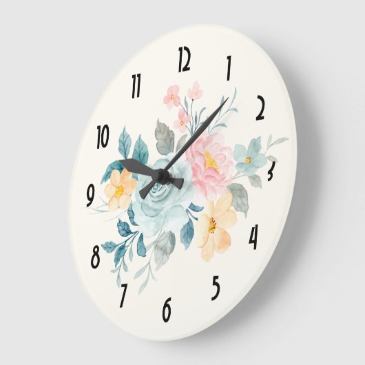 Stijlroze en blauwe ventilator Bouquet Grote Klok (Hoek)