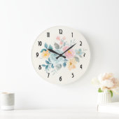 Stijlroze en blauwe ventilator Bouquet Grote Klok (Huis)