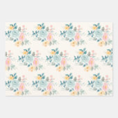 Stijlroze en blauwe ventilator Bouquet Inpakpapier Vel (Voorkant 2)