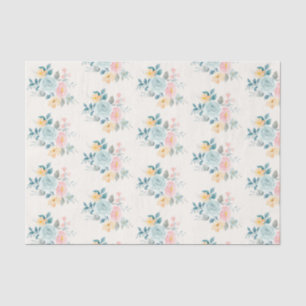 Stijlroze en blauwe ventilator Bouquet Tissuepapier