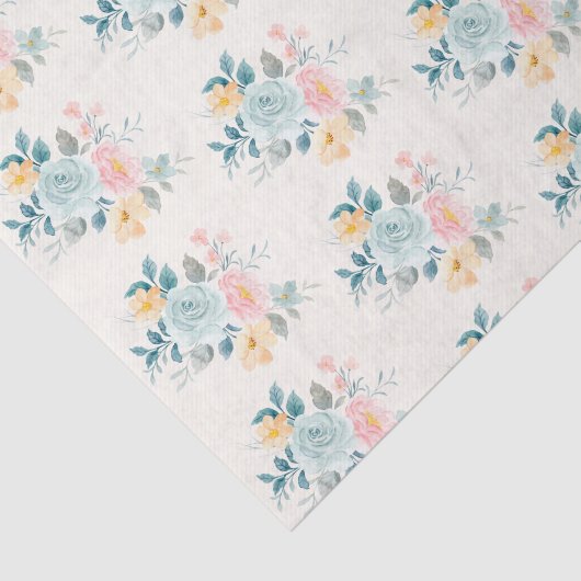 Stijlroze en blauwe ventilator Bouquet Tissuepapier (Detail)