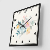 Stijlroze en blauwe ventilator Bouquet Vierkante Klok (Hoek)